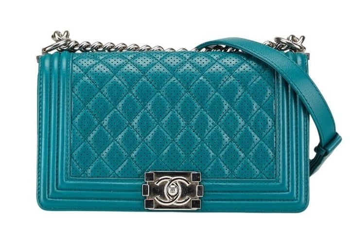 Chanel Matelassé Boy Chanel 25 | Pre-Owned | Green Turquoise Blue Lambskin