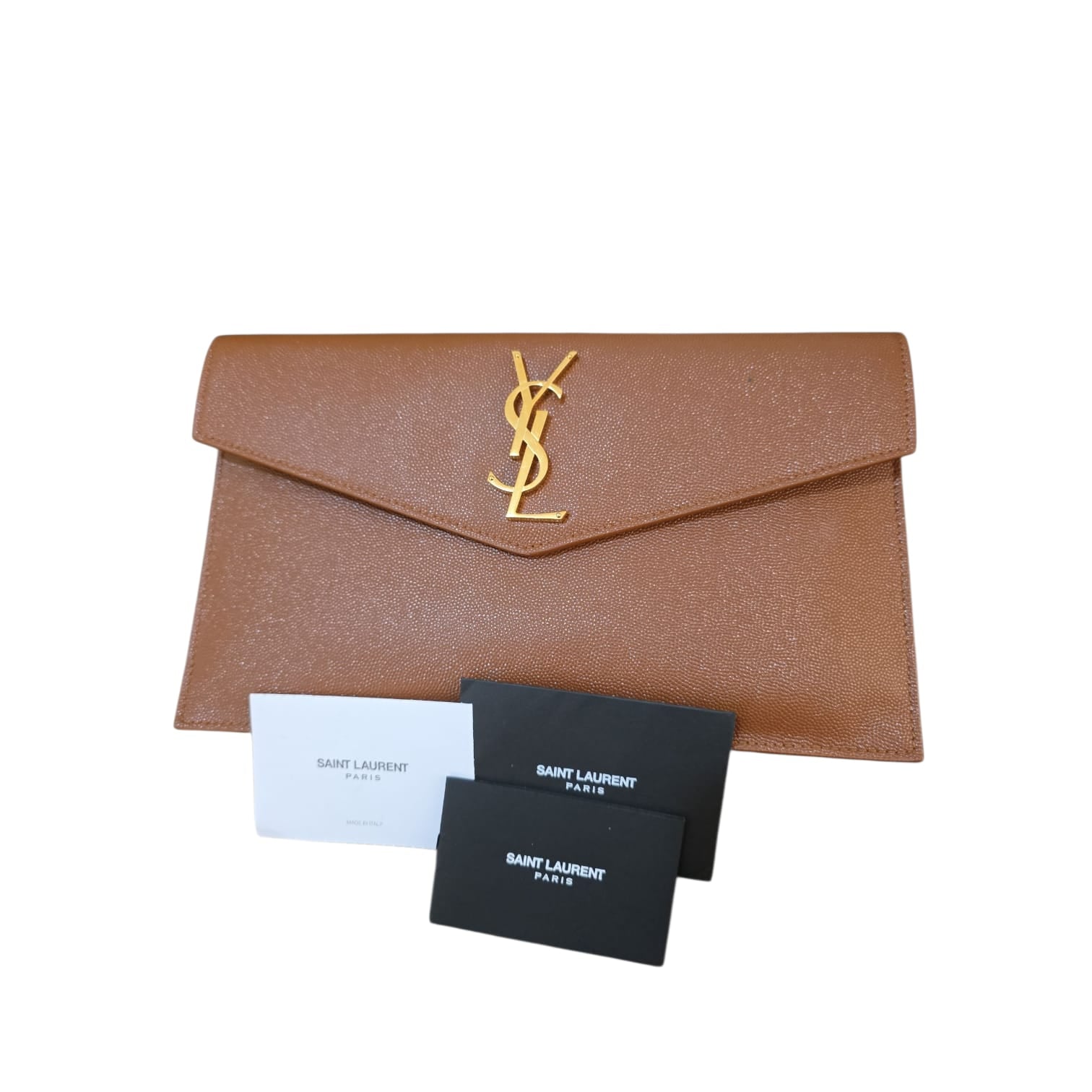 Yves Saint Laurent Brown Leather Uptown Pouch | Pre-Owned Luxury