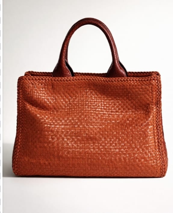 Prada Madras Woven Leather Tote Bag | Pre-Owned Luxury