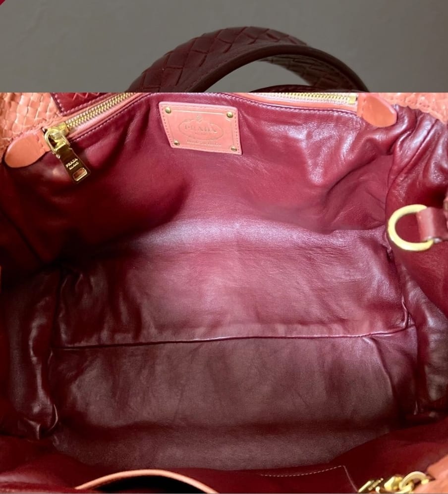 Prada Madras Woven Leather Tote Bag | Pre-Owned Luxury
