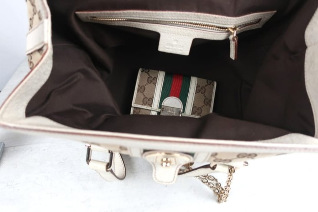 Gucci Treasure Boston Tote GG Supreme Off White + Wallet Shoulder Bag | Pre-Owned Luxury