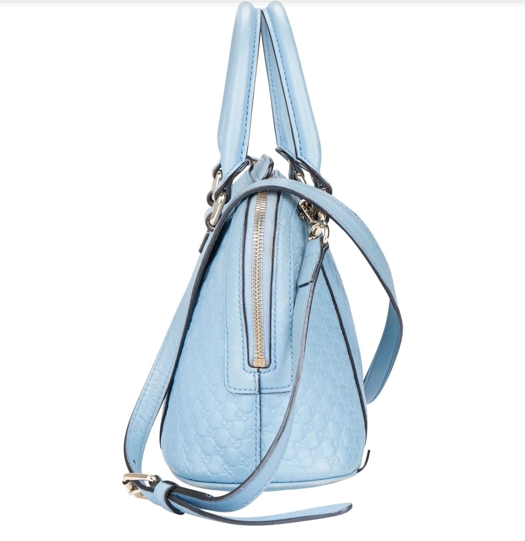 Gucci Light Blue Embossed Leather Satchel | Pre-Owned Luxury