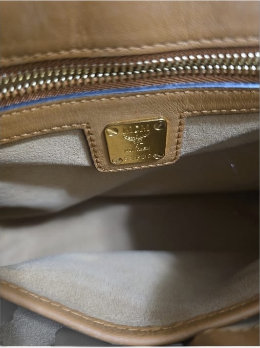 MCM Brown Visetos Coated Canvas & Leather Swarovski Top Handle Bag | Pre-Owned Luxury