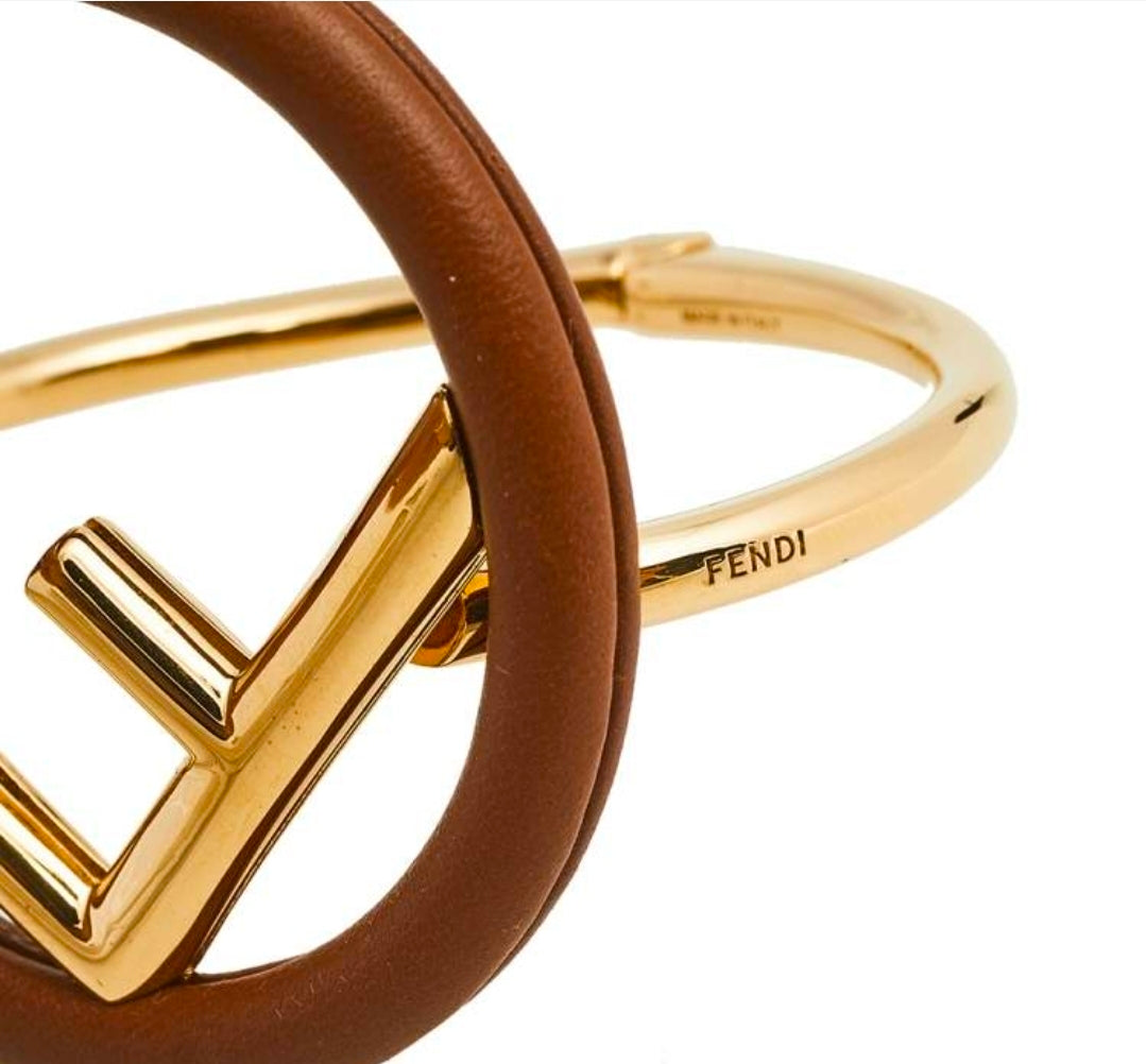Fendi " F IS Fendi" Leather  Bangle Bracelet