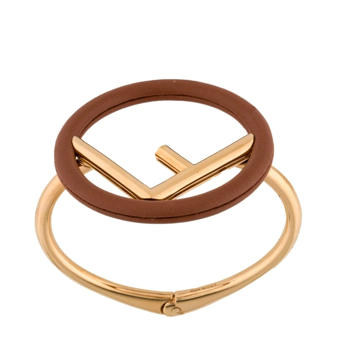 Fendi " F IS Fendi" Leather  Bangle Bracelet