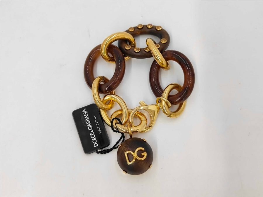 Dolce&Gabbana Tortoiseshell Resin and Wood Link Chain Bracelet